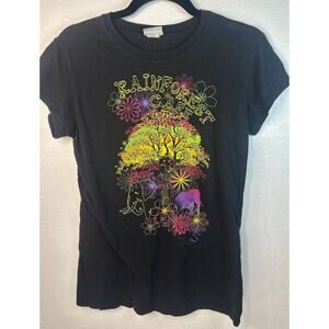 Juniors XL Rainforest Cafe Y2K Elephant Floral Graphic Baby Tee